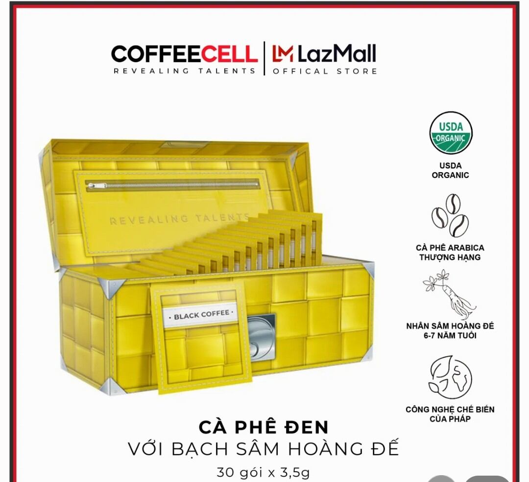 COFFEECELL Cà phê đen với Nhân sâm trắng thượng hạng - Tăng cường hệ miễn dịch, Giải phóng tiềm năng nhà lãnh đạo