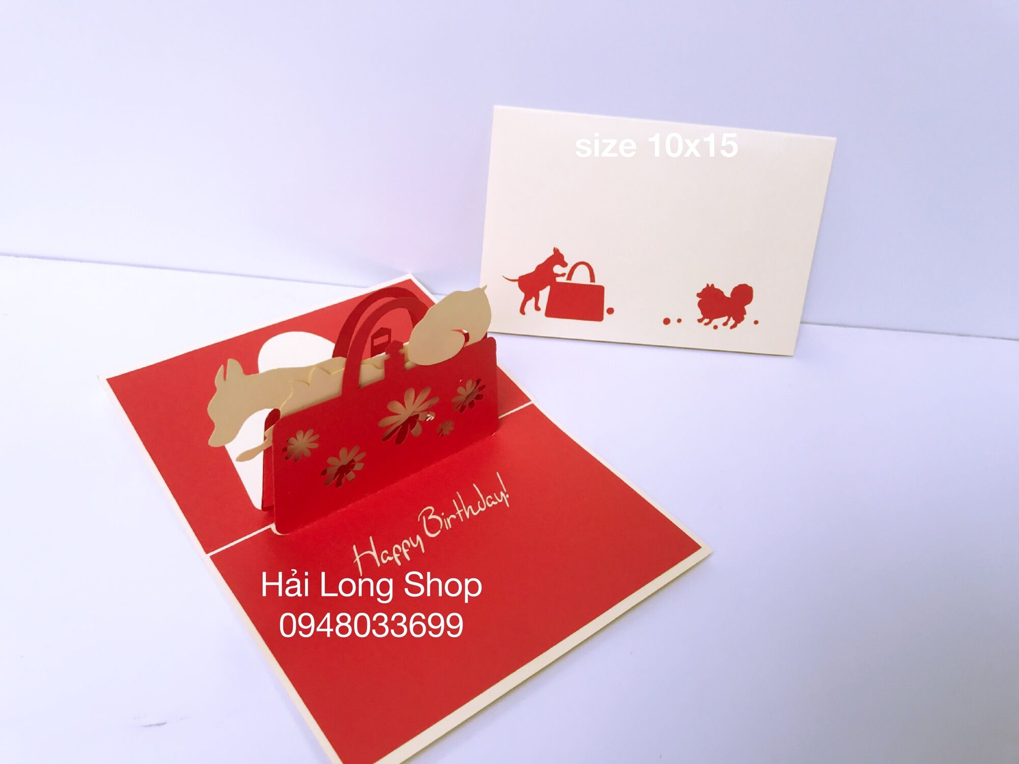 Túi Xách ( 2 con chó ) - Dog - Birthday - Thiệp 3D