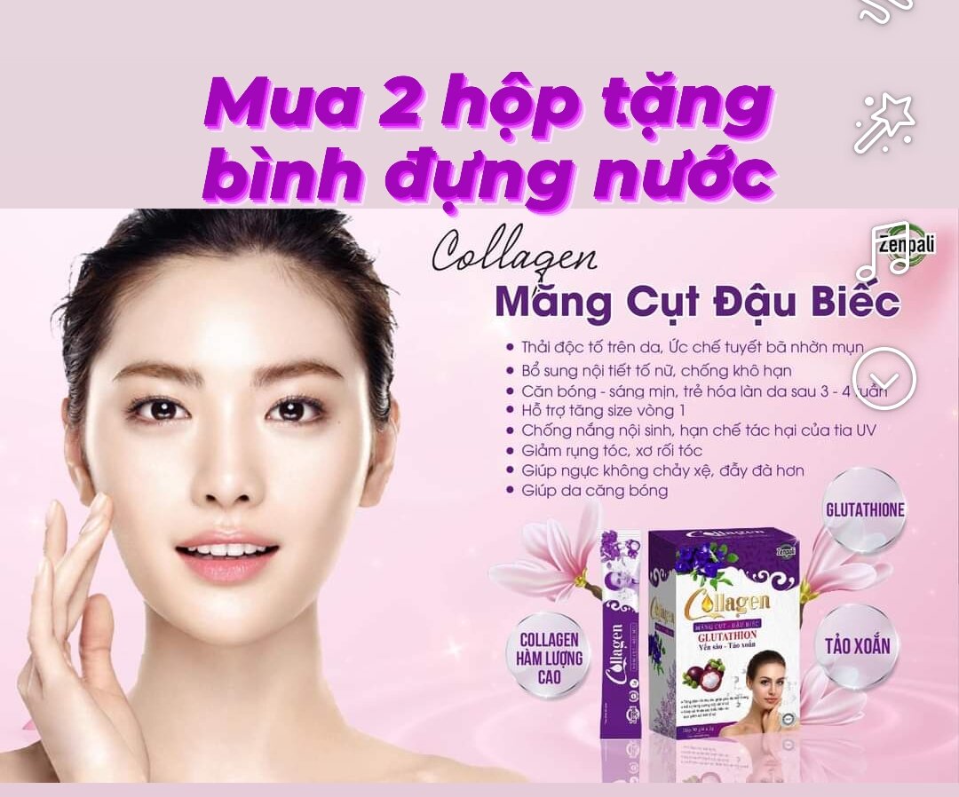 Combo 2 hộp 3 hộp Collagen măng cụt, đậu biếc Zenpali
