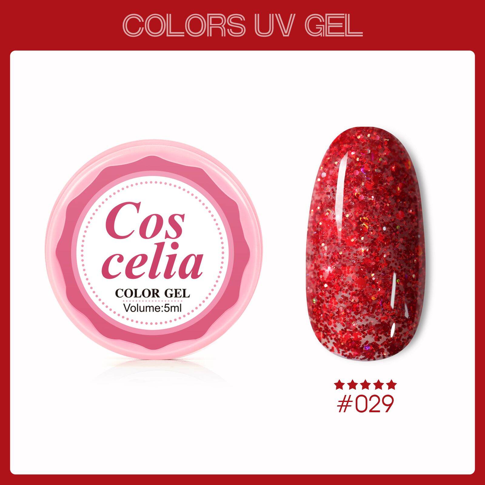 Hũ đắp gel màu đỏ kim tuyến