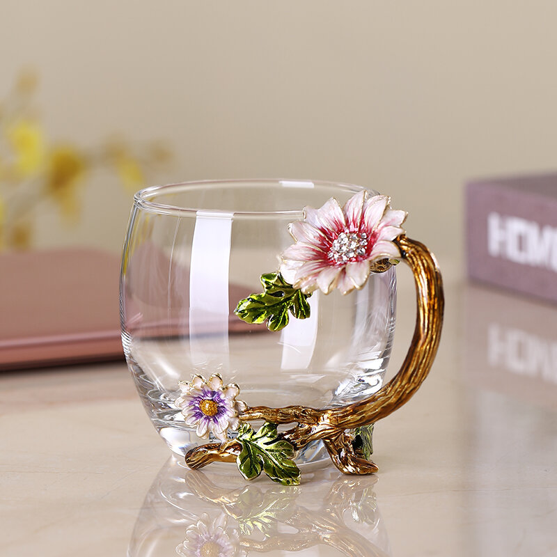 Enamel Colored Glass Cup For Women As High-Quality Gift - 9