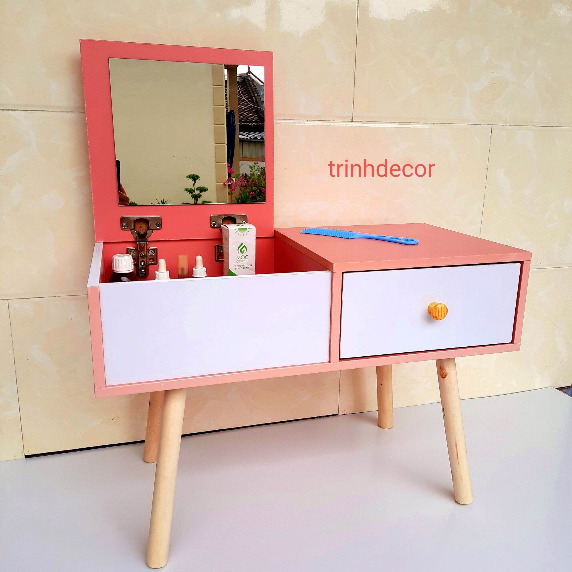 (Lắp ráp sẵn) Bàn trang điểm mini có gương ngồi bệt phòng ngủ - [FREESHIP MAX] - Nội thất T.home
