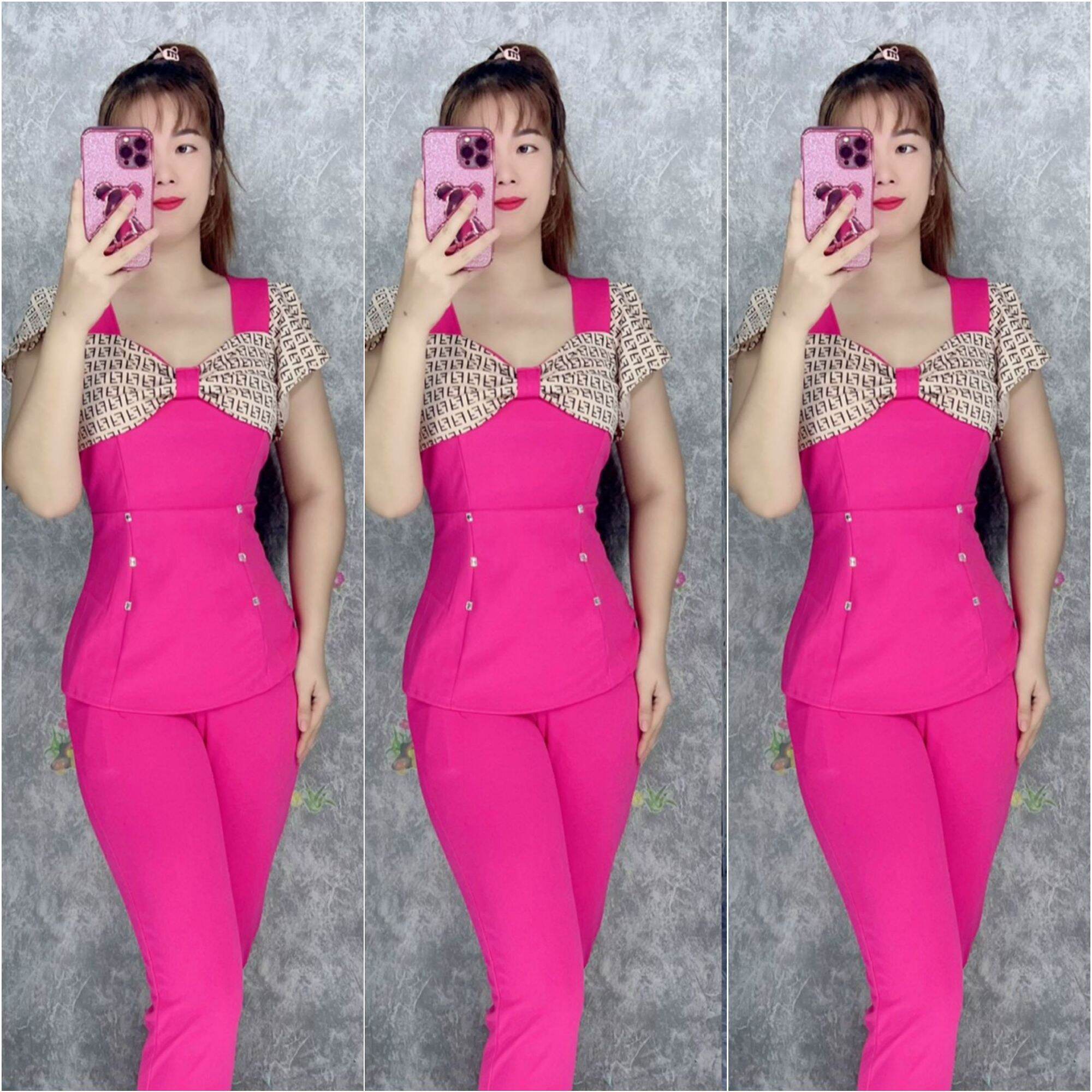 Đồ bộ thun đẹp co giãn size l 48kg 58kg. size 58kg 68kg