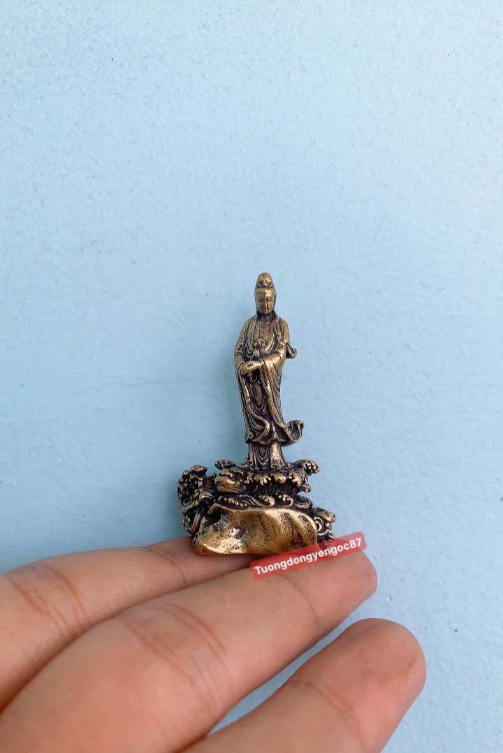 Tượng đồng phật bà quan âm đứng mini