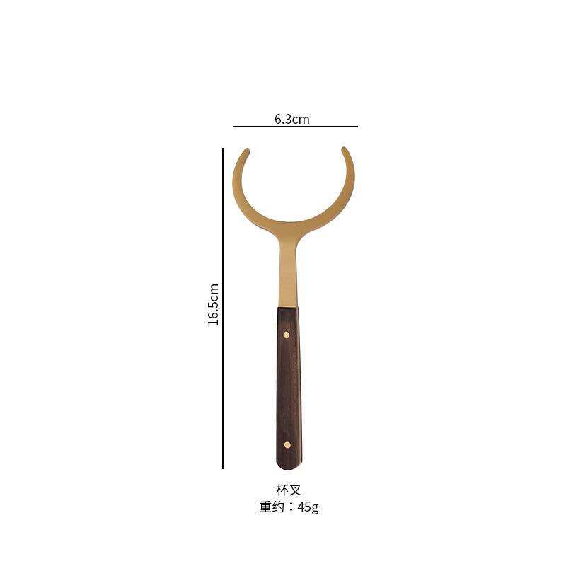 Dụng cụ đưa chén trà - đồng cán gỗ mun