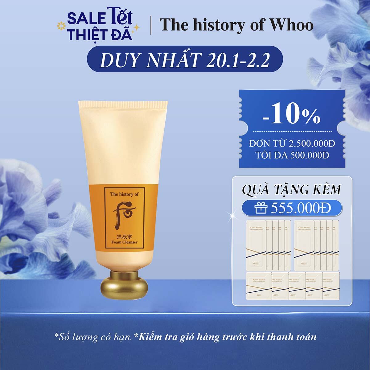 Sữa rửa mặt dưỡng ẩm The history of Whoo Gongjinhyang Facial Foam Cleanser 180ml