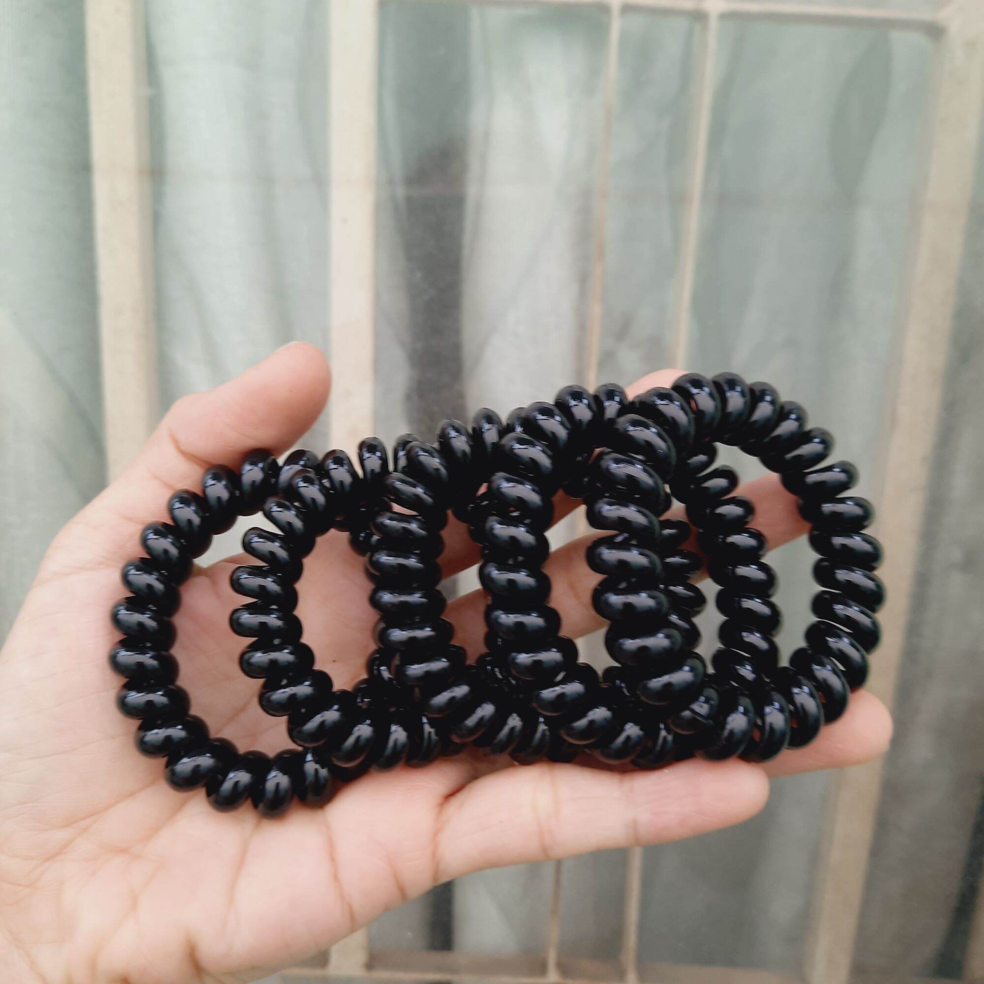 Túi 10 Lò xo cột tóc màu đen (cở to 5cm)