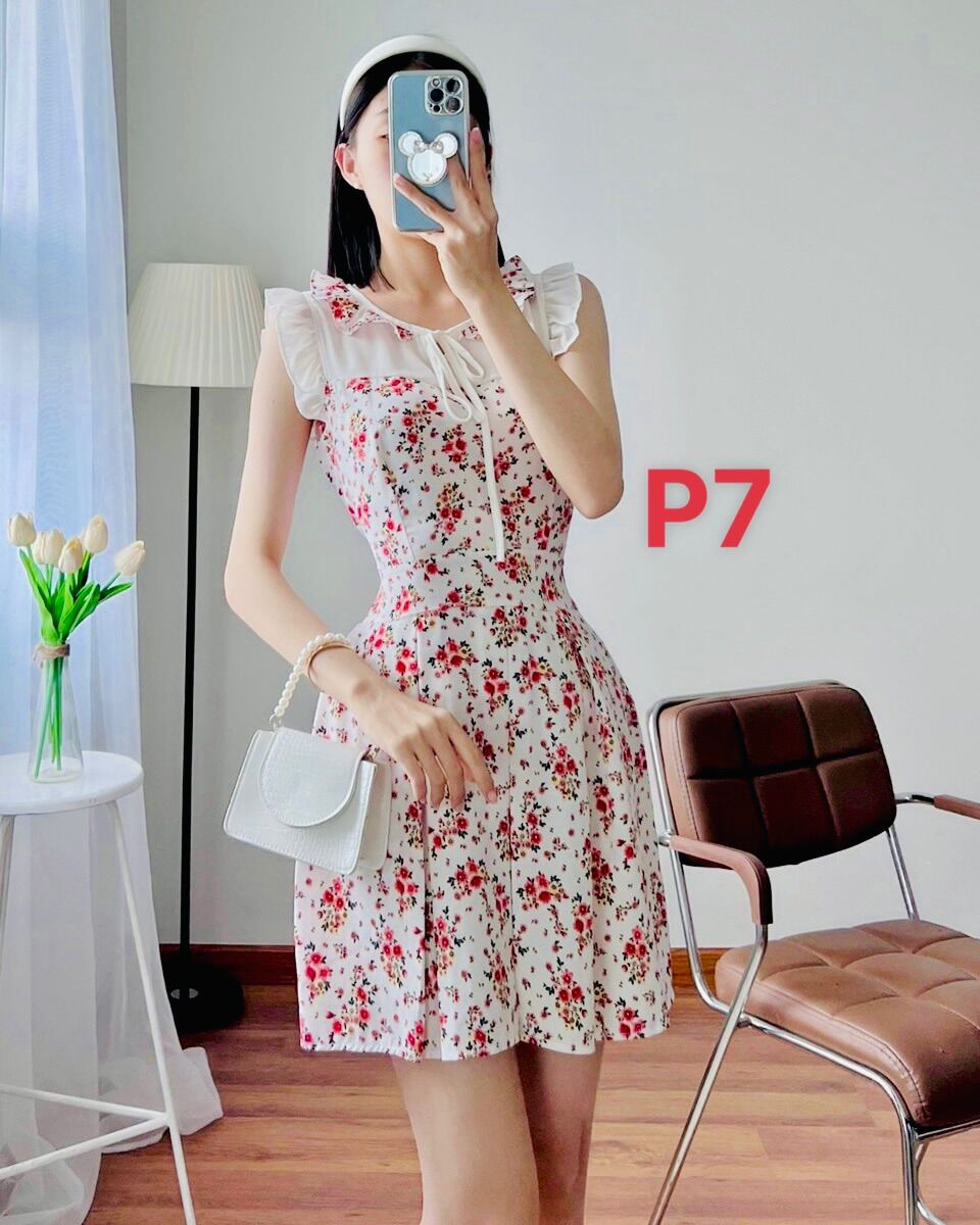 Đầm váy kèm quần đùi, lụa hàn, mát mịn.