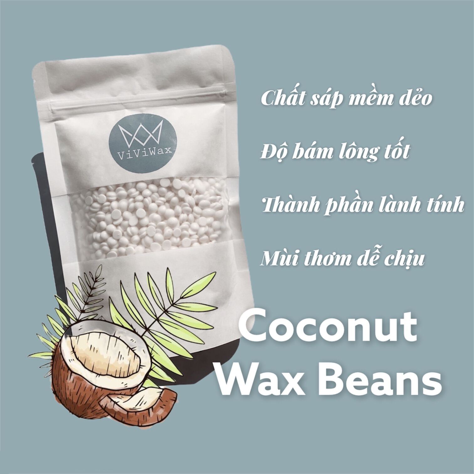 Hạt Sáp Wax Lông Nóng Mùi Sữa Dừa - Coconut Wax Beans 300Gram