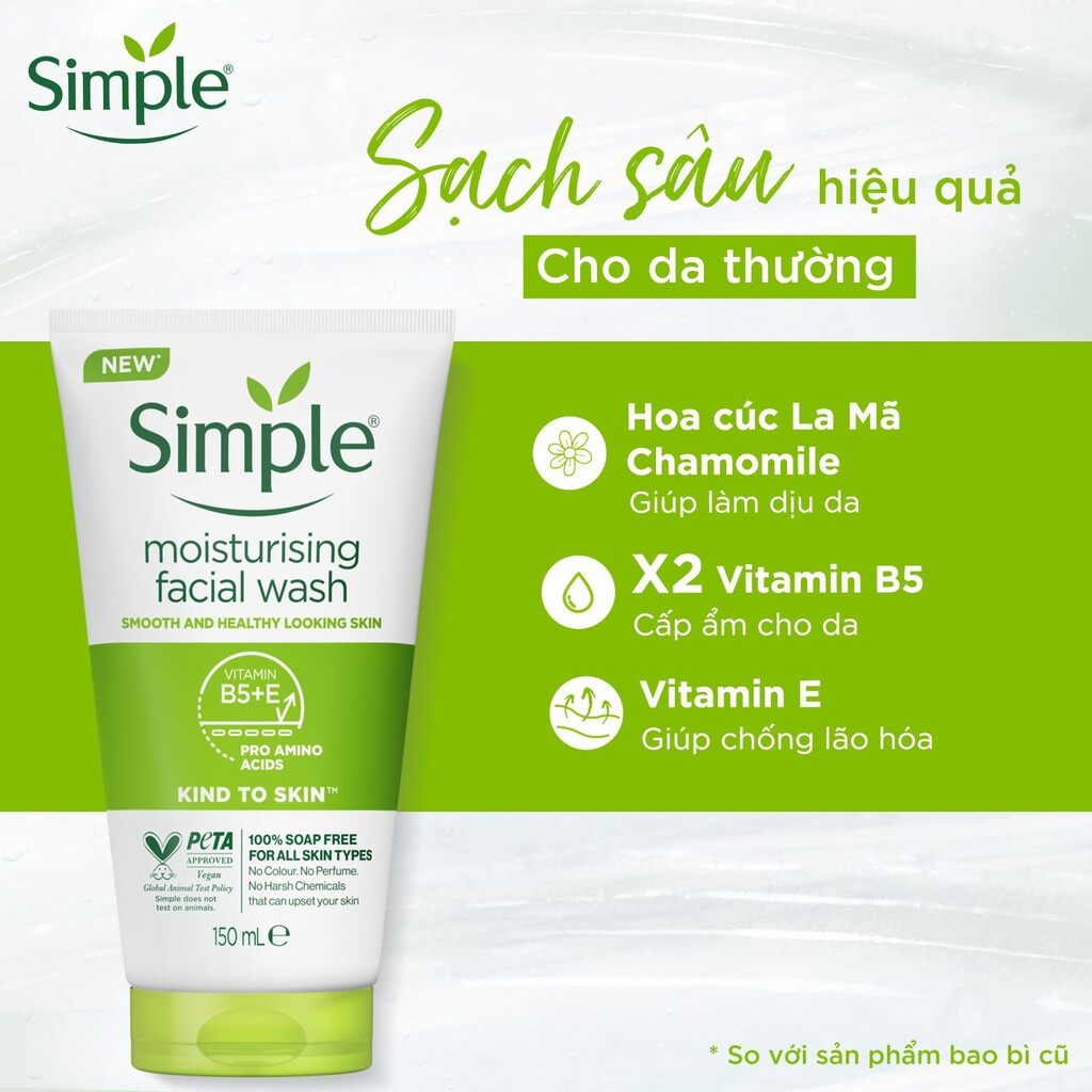 Sữa rửa mặt Simple giúp da sạch thoáng 150ml