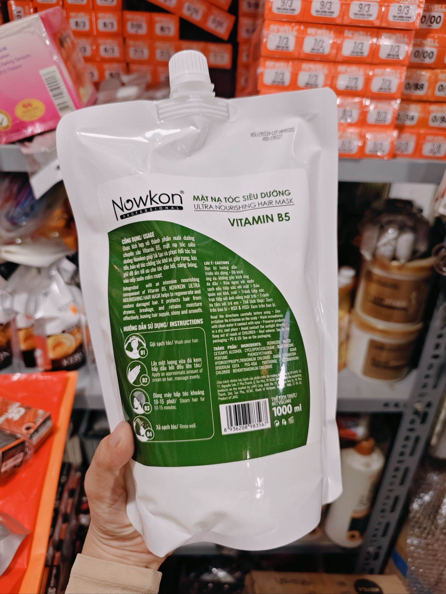 Kem Ủ Tóc Dưỡng Siêu Mượt Vitamin B5 NOWKON 1000ml