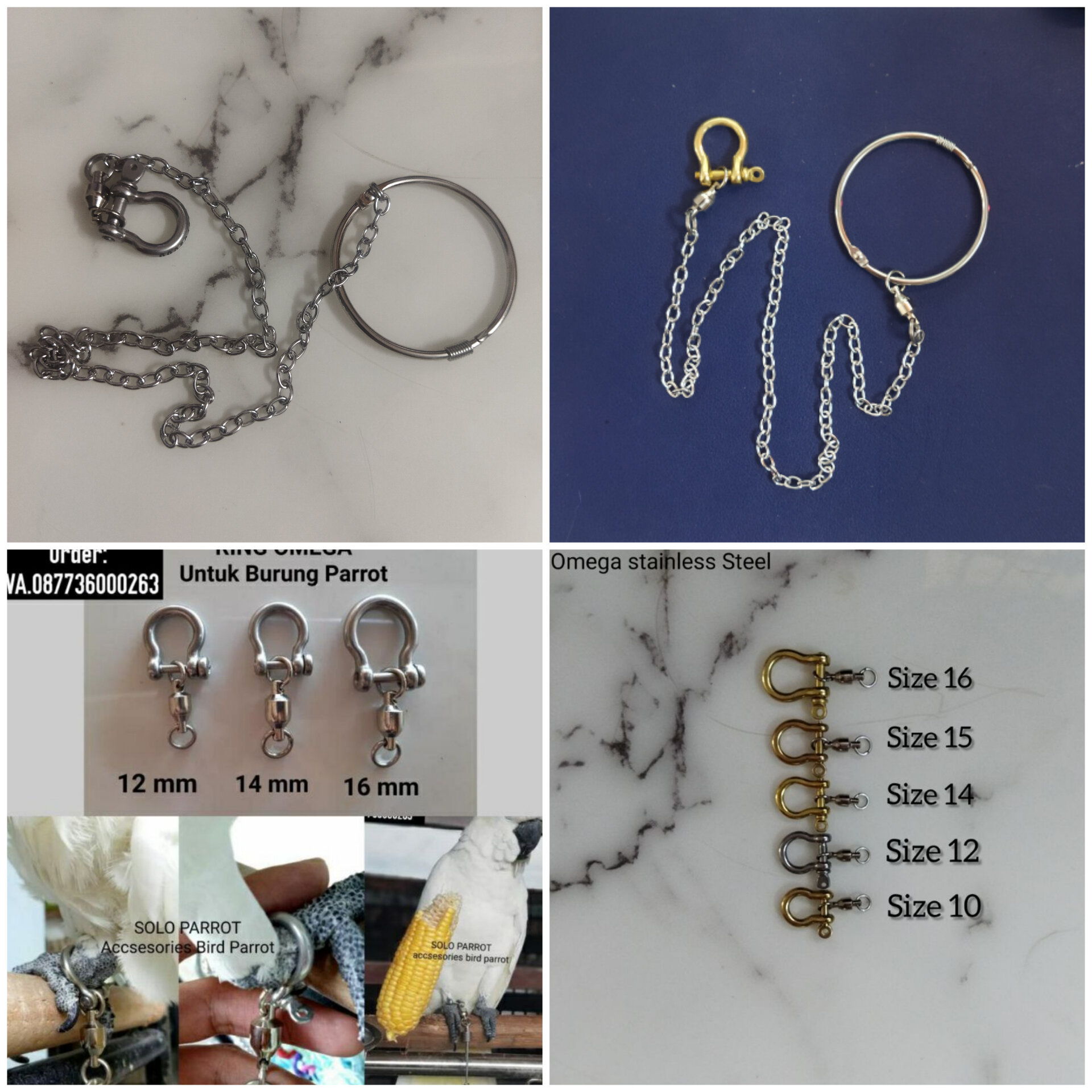 COMBO XÍCH VÀ CÙM KHÓA CHÂN VẸT AMAZON, XÁM,MACAW,CÓ KHẮC THÔNG TIN SỐ ĐIỆN THOẠI