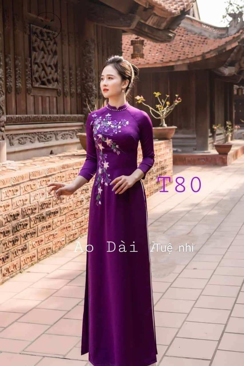 áo dài thêu 2023 lụa tây thi cao cấp kèm quần