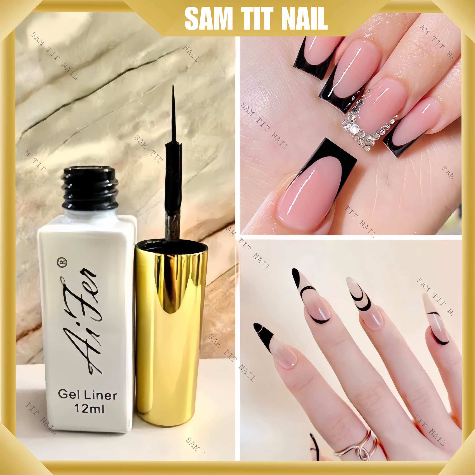 Sơn phen đầu móng trắng đen - Sơn aifer cọ nét - Gel vẽ nét trắng đen
