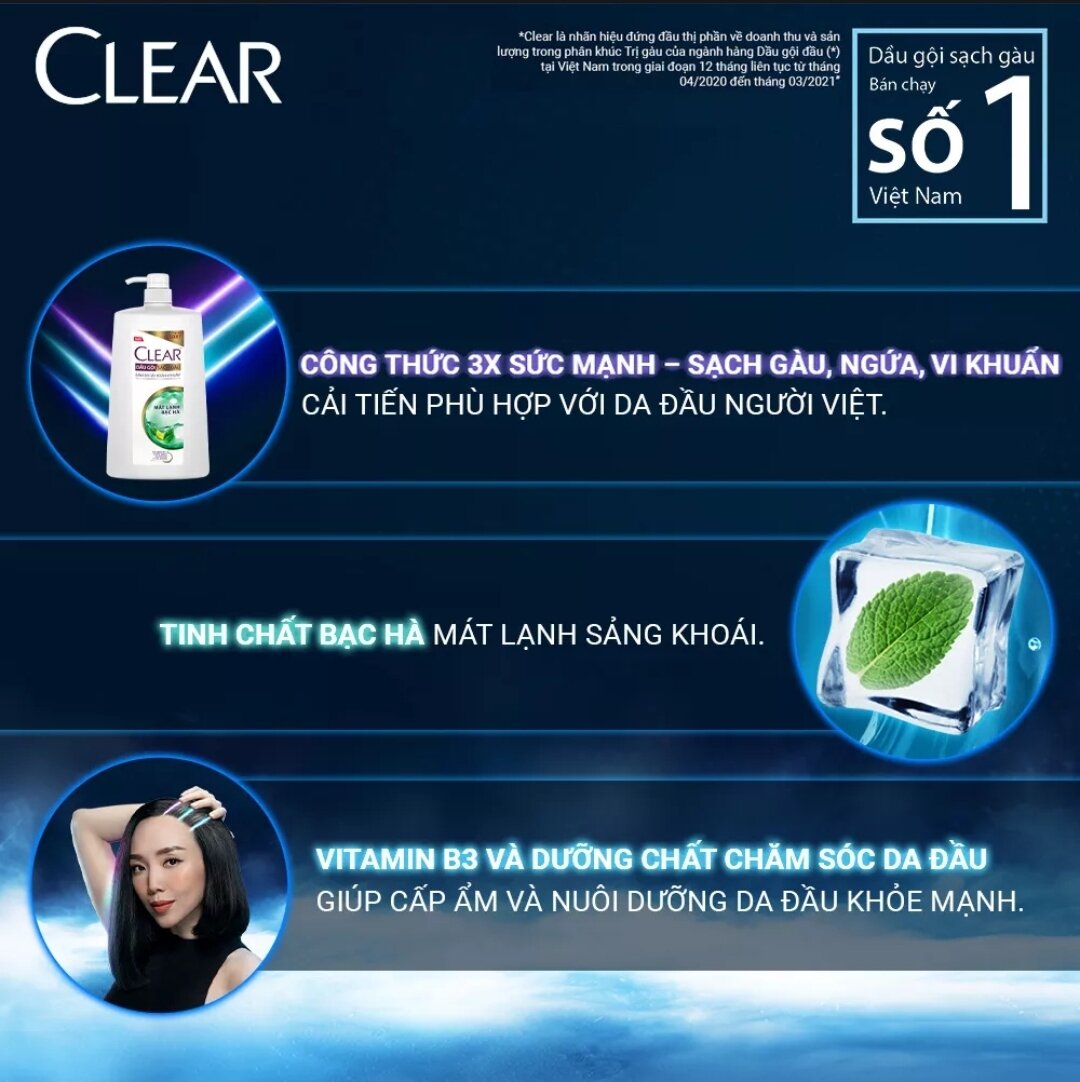 Dầu Gội Clear Bạc Hà Mát Lạnh 1.4kg
