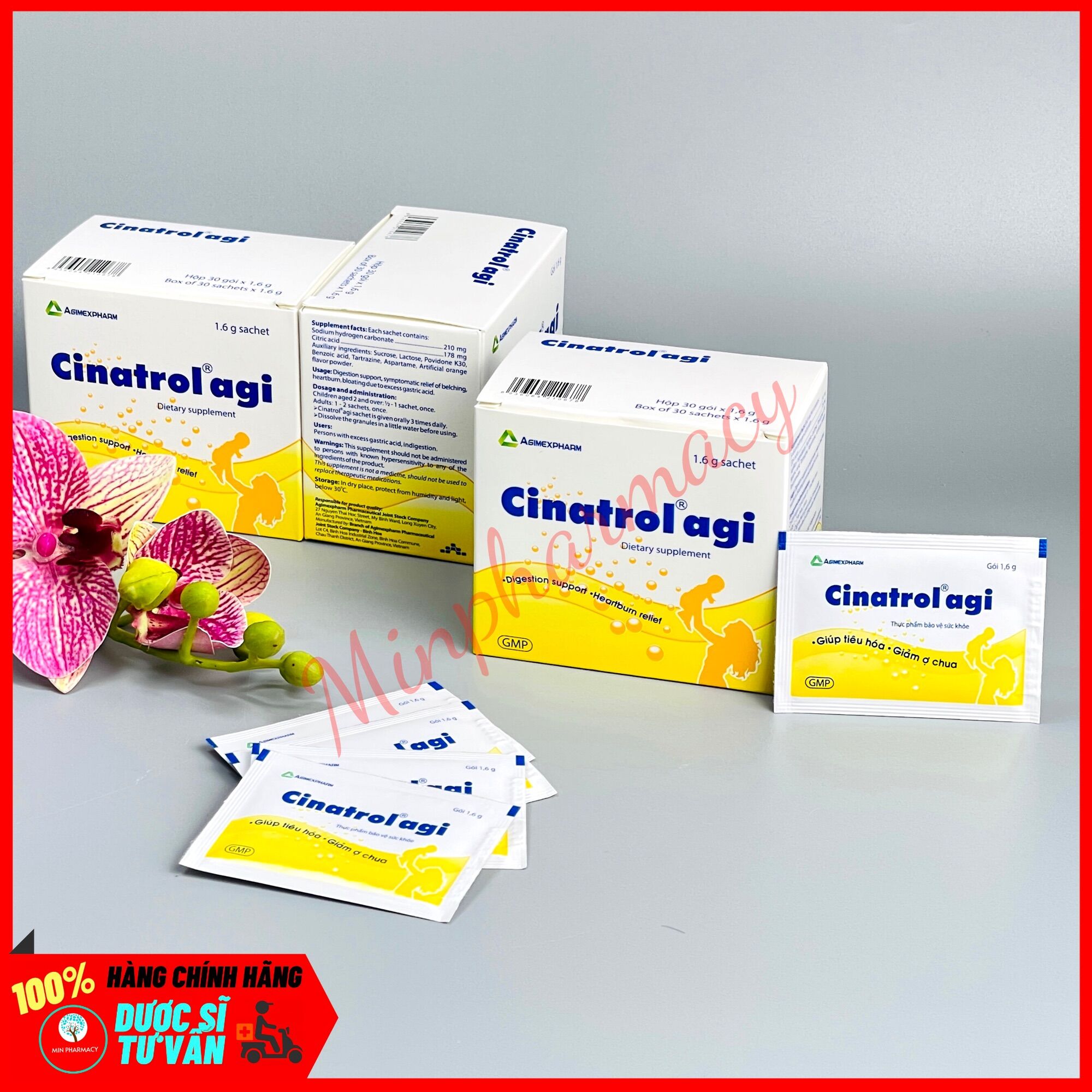 Cốm tiêu hóa trẻ em CINATROL AGI Cốm vàng (Hộp 30 gói) - Minpharmacy