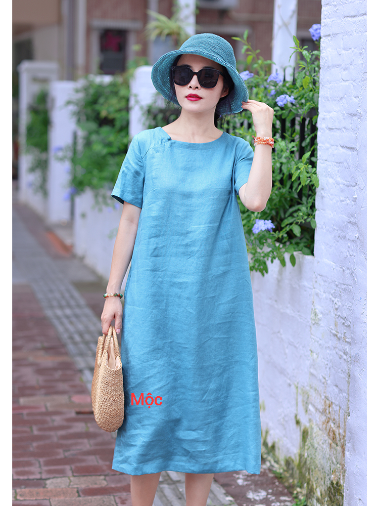 Đầm linen dáng suông đủ size từ S đến XL (44-63kg)