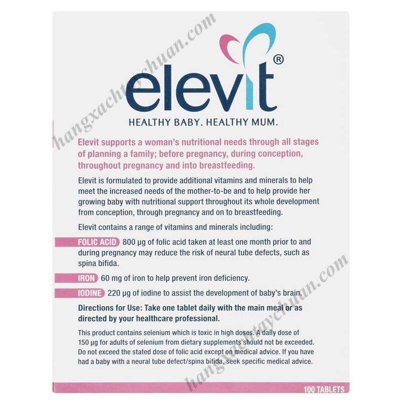 Mẫu Mới Elevit bầu Úc 100 viên