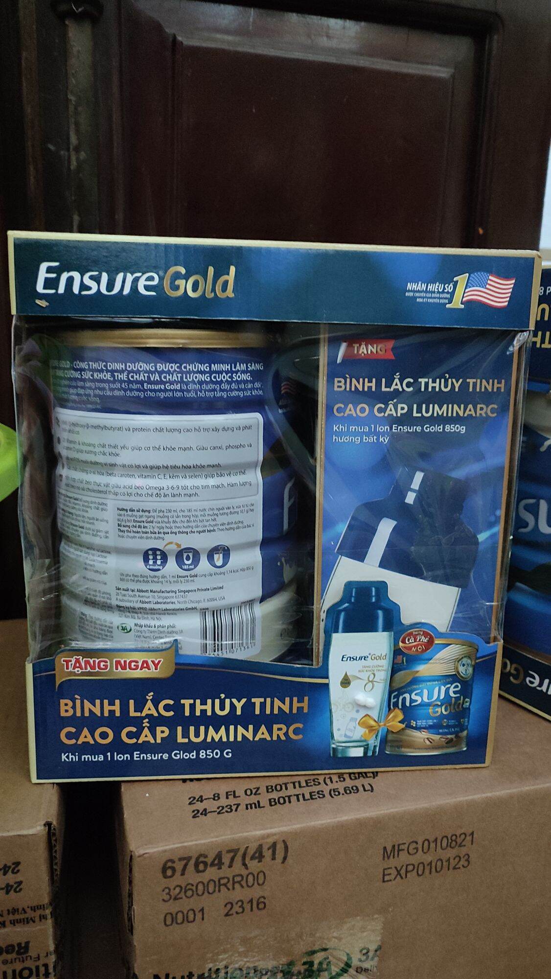 Sữa ensure hương vani 850g kèm bình lắc thủy tinh