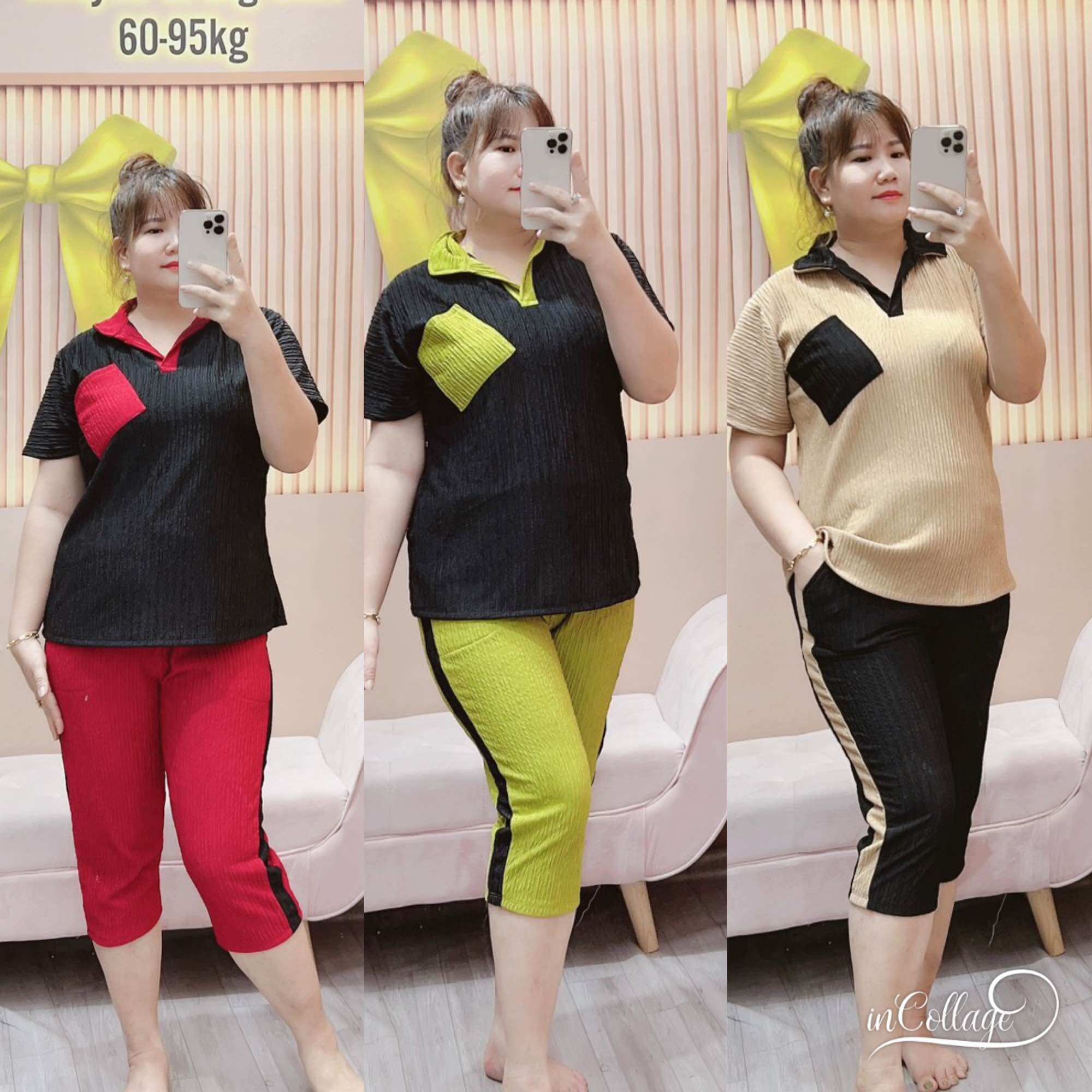 Bộ lững thun gân phối cá tính bigsize nữ 68-95kg