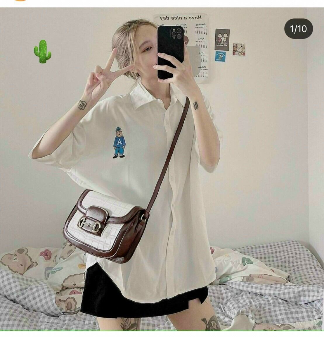 ÁO SƠ MI IN HÌNH GẤU A