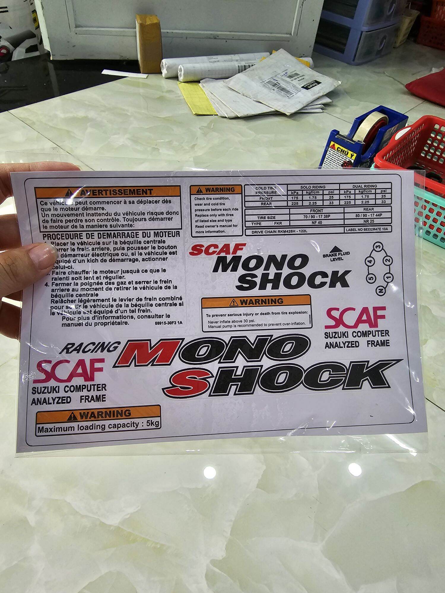 Bộ tem thông số xì po suzuki satria 2000
