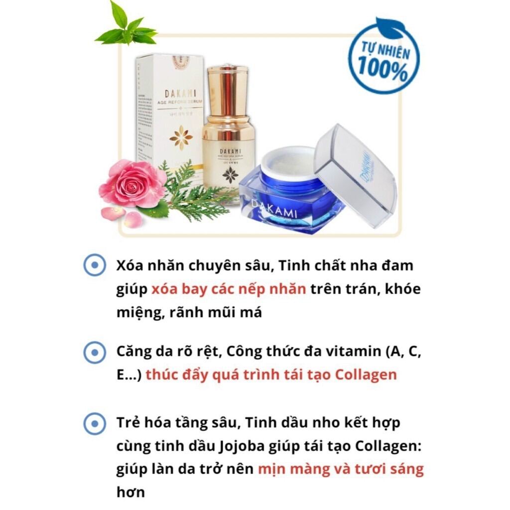 Combo Kem & Serum Dakami ( Chính Hãng) - Chống Lão Hoá Xoá Mờ Nếp Nhăn - 30Gr