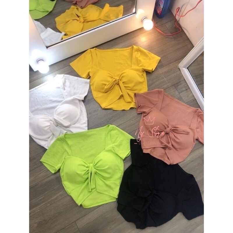 Áo Cột Nơ Ngực Croptop Có mút ngực