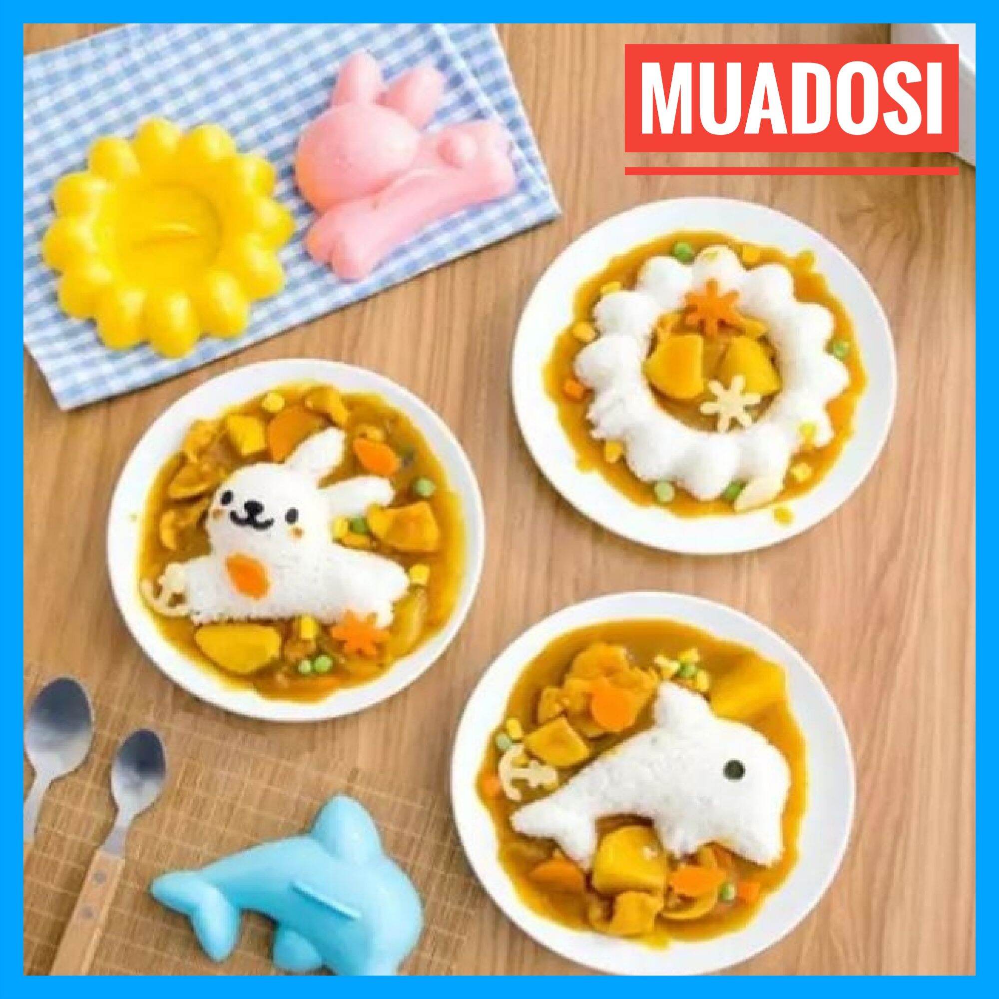Bộ khuôn tạo hình cơm bento cho bé kiểu nhật