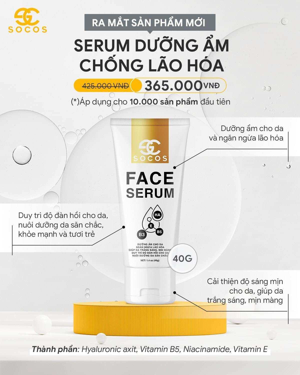 Serum dưỡng ẩm chống lão hóa socos