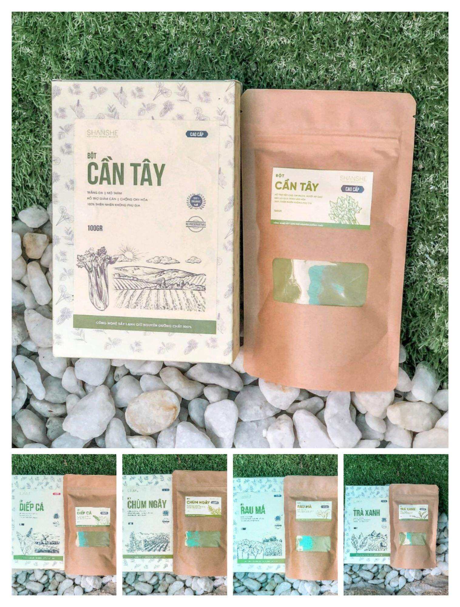 BỘT RAU MÁ/BỘT CẦN TÂY/BỘT DIẾP CÁ/BỘT TRÀ XANH/BỘT CHÙM NGÂY - 100G - SHANSHE