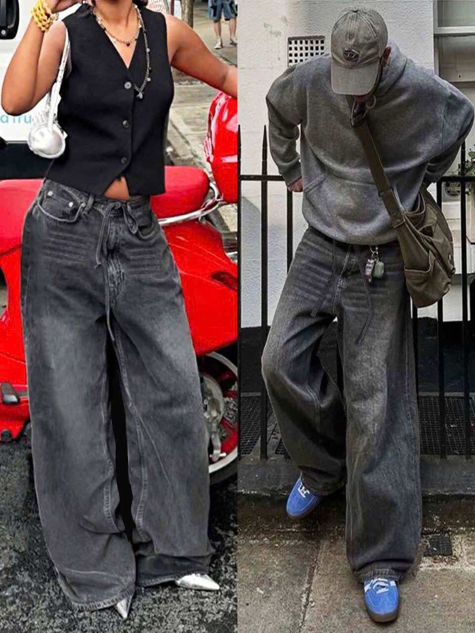 Quần dài jean ống rộng Unisex 005