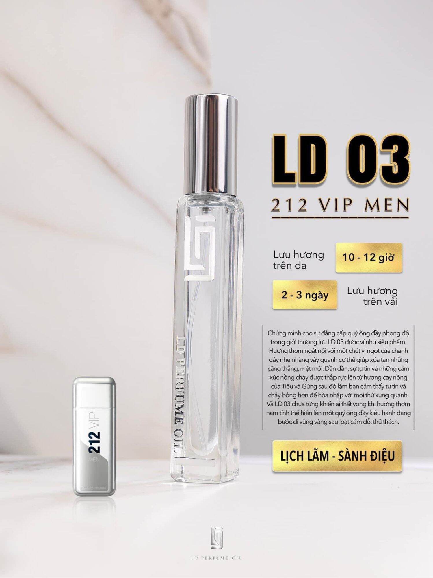 TINH DẦU NƯỚC HOA LD03- 212 VIP MEN 12ml LD PERFUME OIL