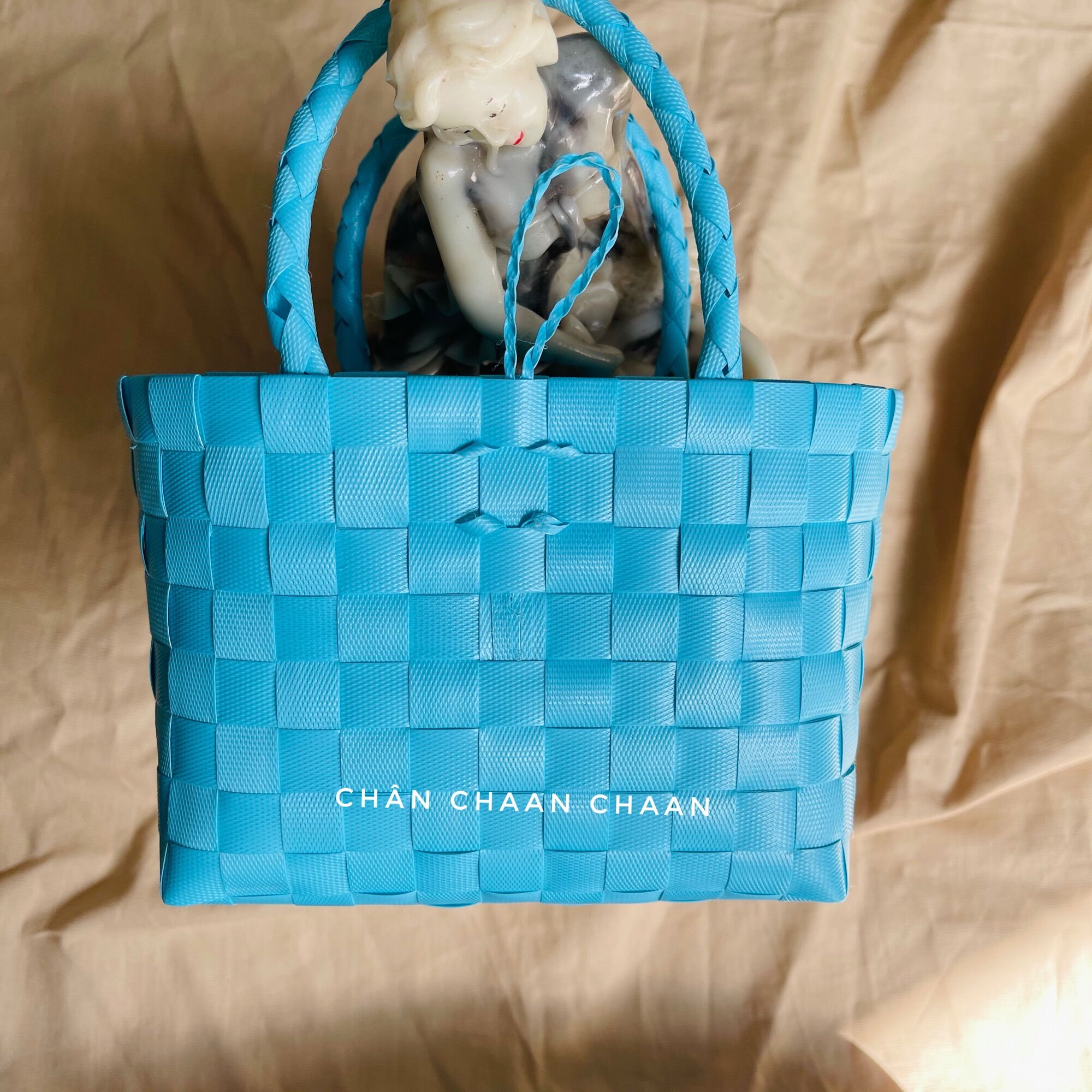 Giỏ đan mini xanh biển pastel