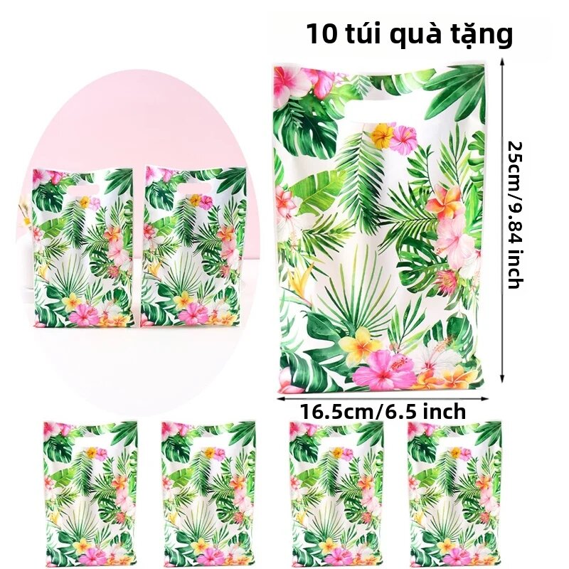 Túi Quà Tặng Hoa Hawaii Mùa Hè 10/20/50 Chiếc Túi Quà Tặng Tiệc Bãi Biển Nhiệt Đới Có Tay Cầm Cho Đồ Dùng Tiệc Sinh Nhật Chủ Đề Luau