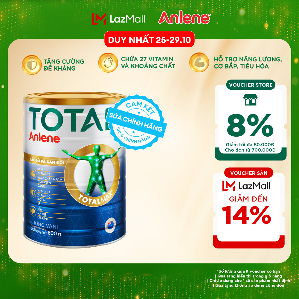 [Voucher giảm đến 26%]Sữa Bột Bổ Sung Dinh Dưỡng Anlene Total 10 Lon 800G