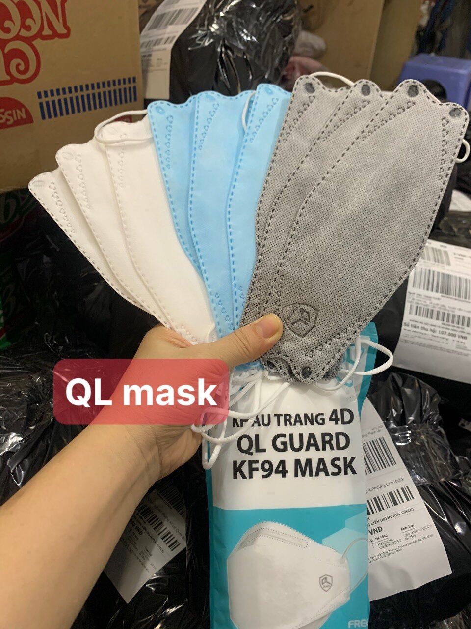 1 thùng 100 cái khẩu trang kf94 (10 gói, 1 gói 10 cái)