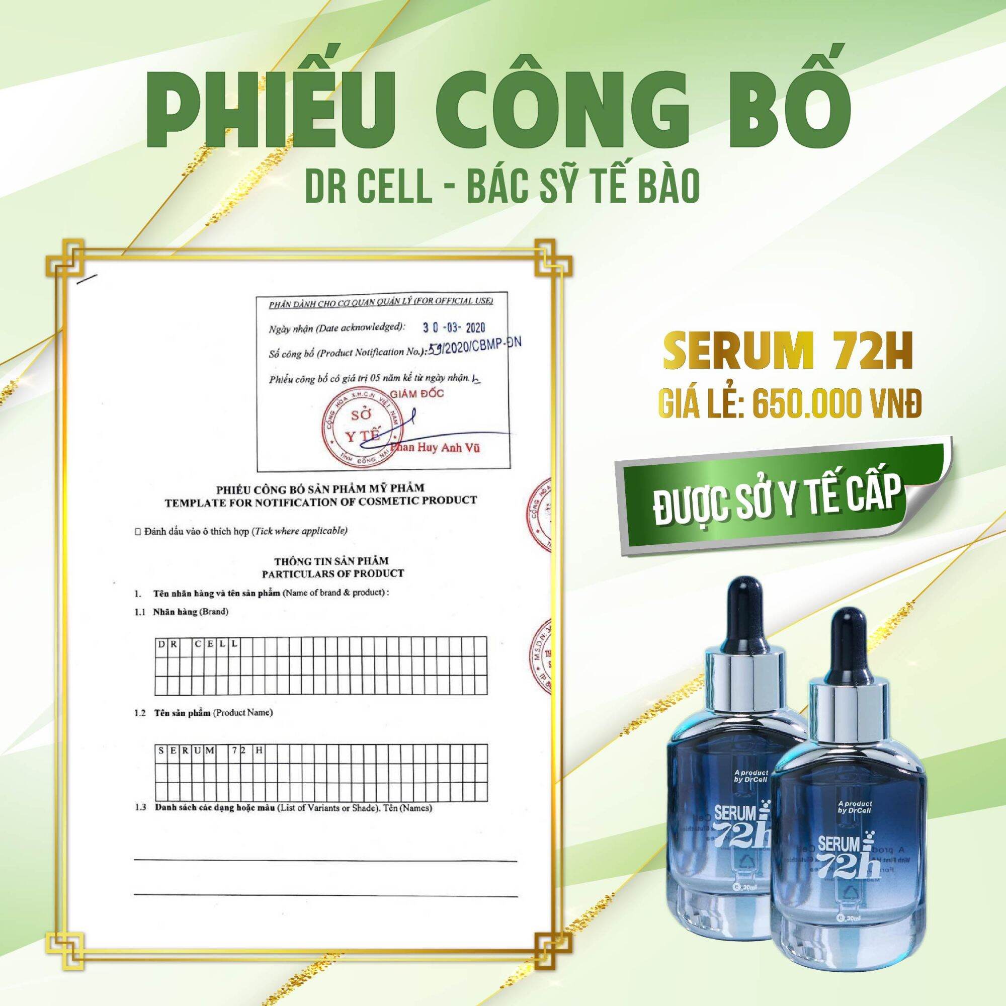 Kèm quà 🎁+ Serum 72h Dr Cell (30ml) - Serum Trắng Da Căng Bóng