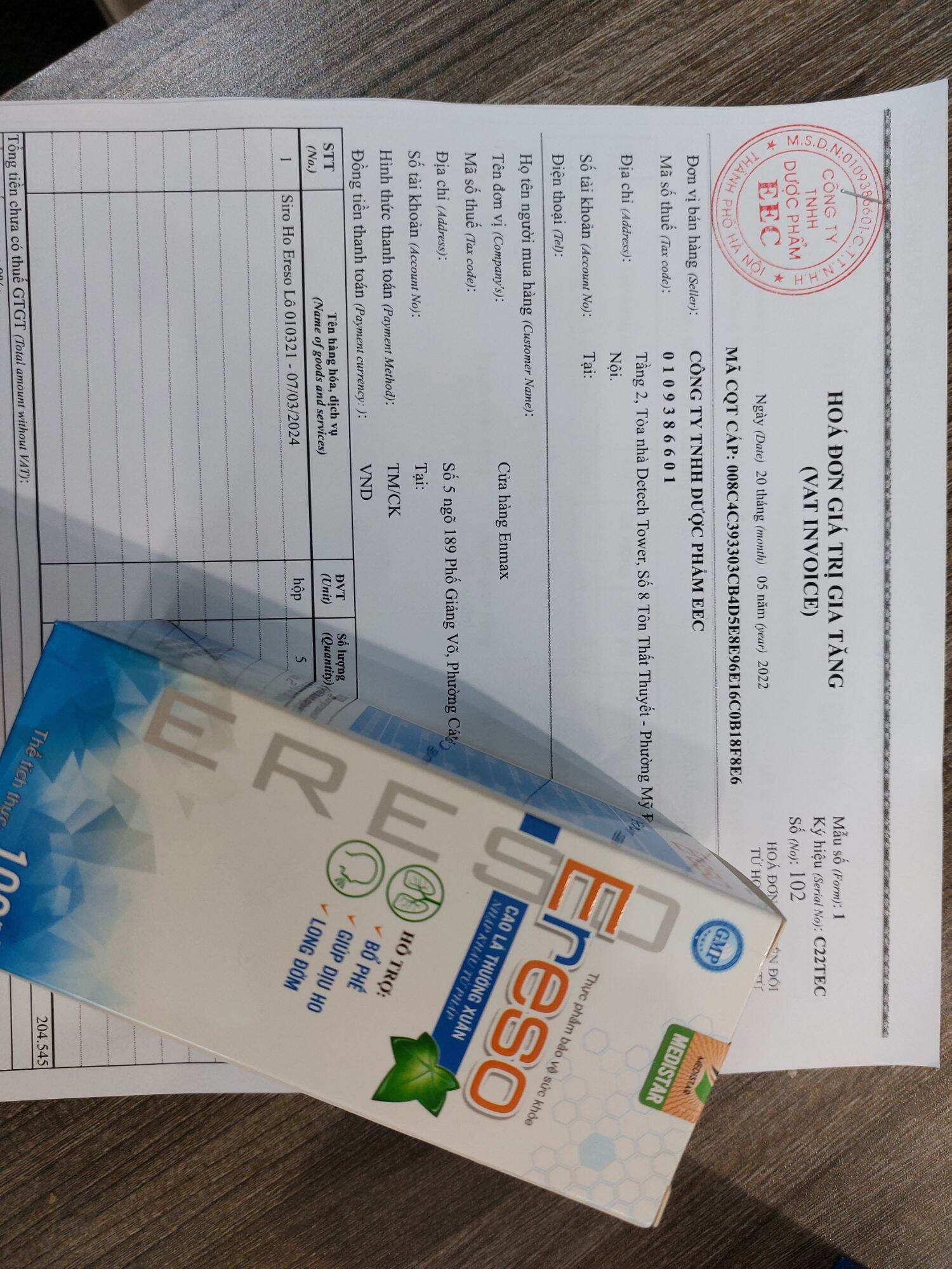 Siro Ereso giúp bổ phế, giảm ho, long đờm