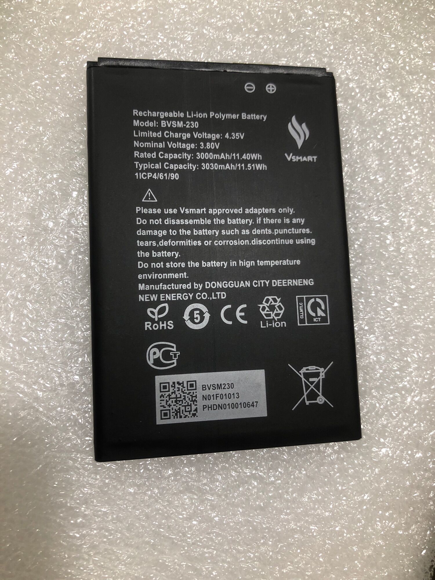 pin Bee3 BVSM-230 DL:3030mAh/11.51wh