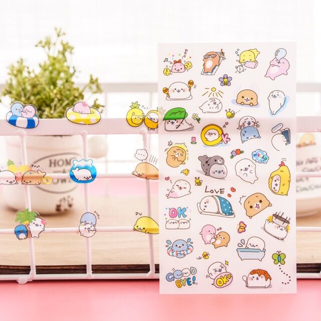 1 set (gồm 6 miếng) stickers hình bé Mamegoma dễ thương
