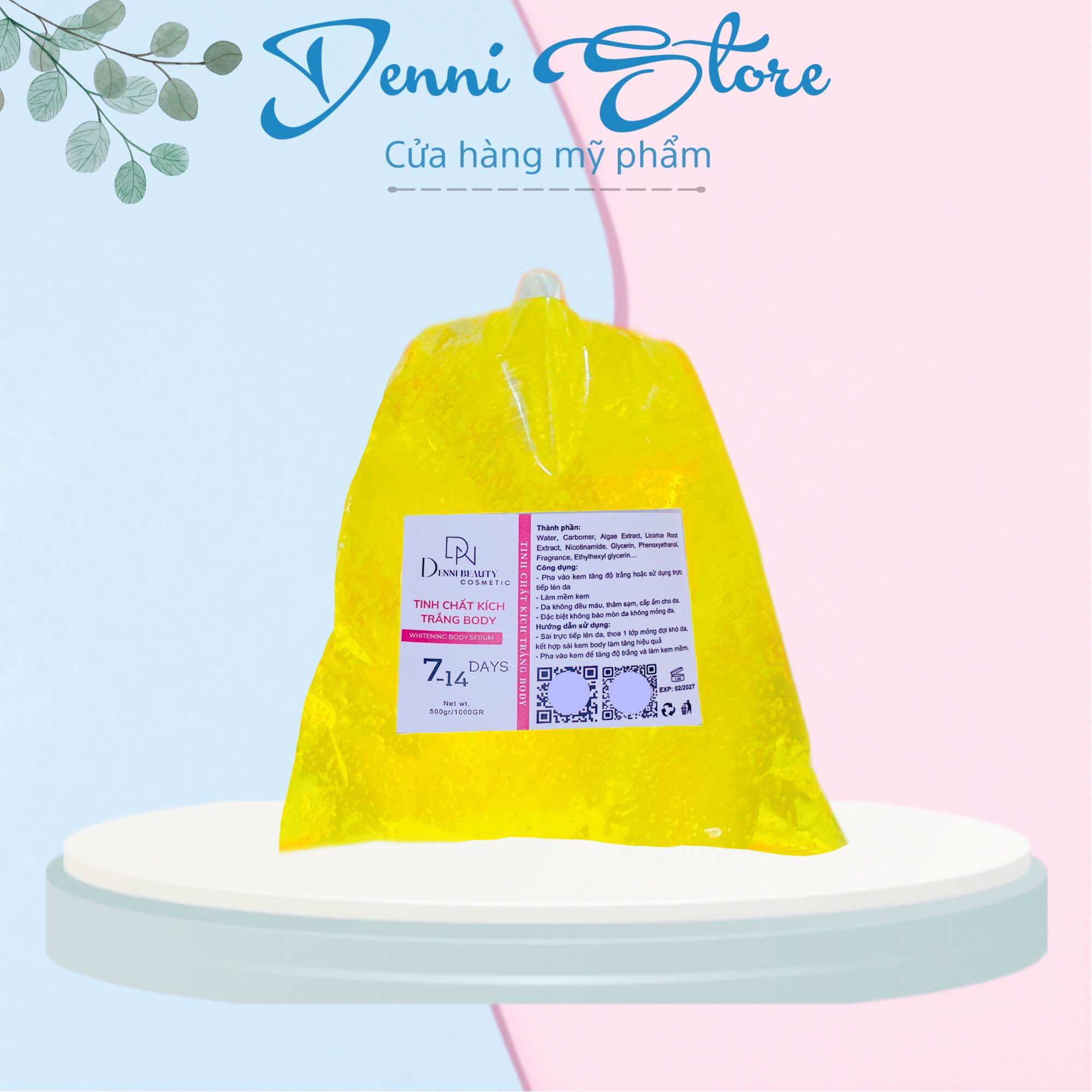 Lẻ bịch 1kg serum collagen kích trắng màu vàng