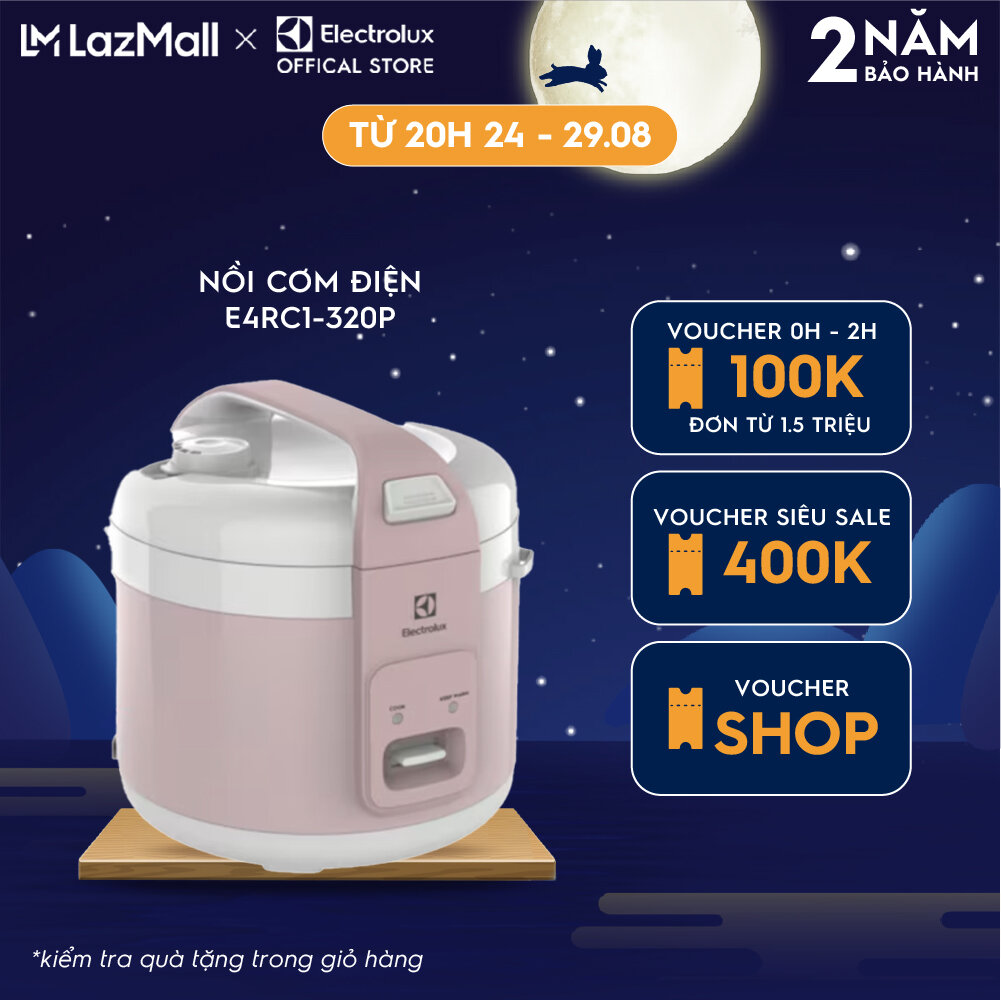 Nồi cơm điện electrolux 1.8l e4rc1-320p - màu hồng - đơn giản, dễ sử dụng - bảo hành 2 năm toàn quốc