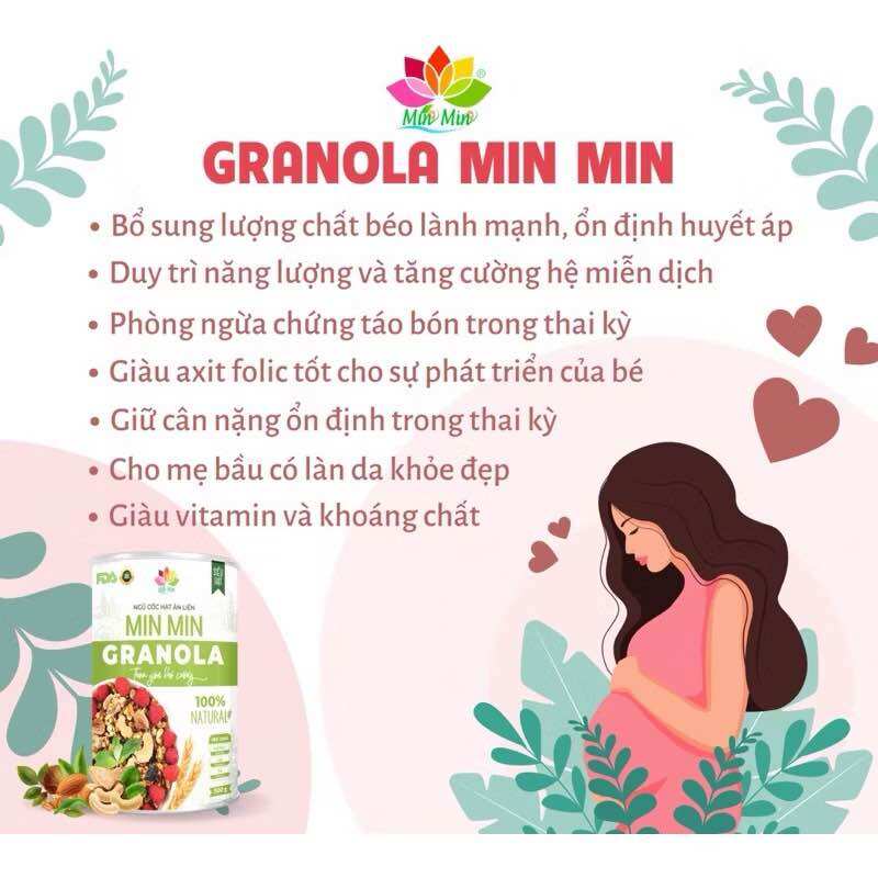 Ngũ cốc hạt ăn liền Granola Min Min (hộp 500g)