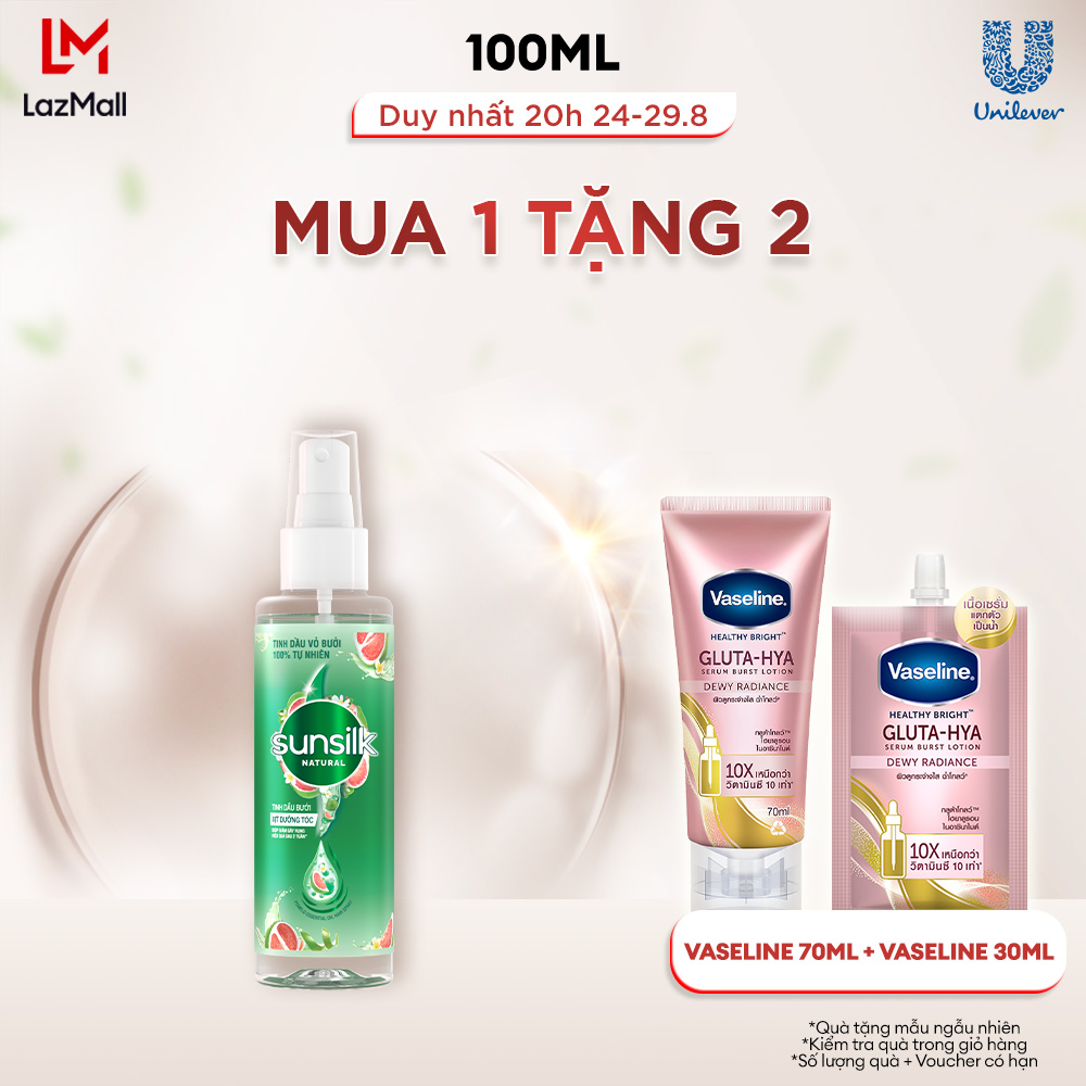 Xịt dưỡng tóc tinh dầu bưởi Sunsilk Natural giúp tóc chắc khỏe và giảm gãy rụng 100ml