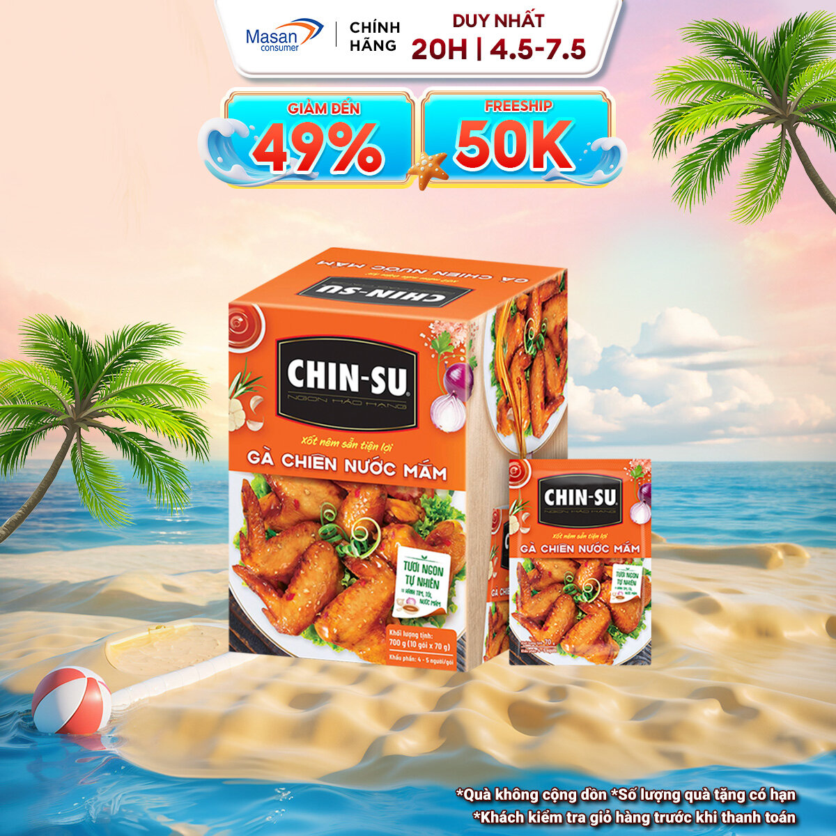 Gia Vị CHIN-SU Hoàn Chỉnh - Xốt Gà Chiên Nước Mắm Hộp 10 Gói X 70g