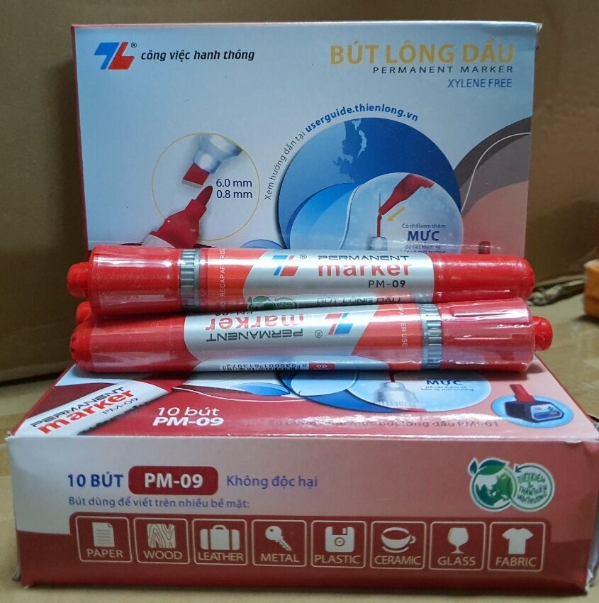 Bút lông dầu 2 đầu TL PM-09 (Hộp 10 cây)