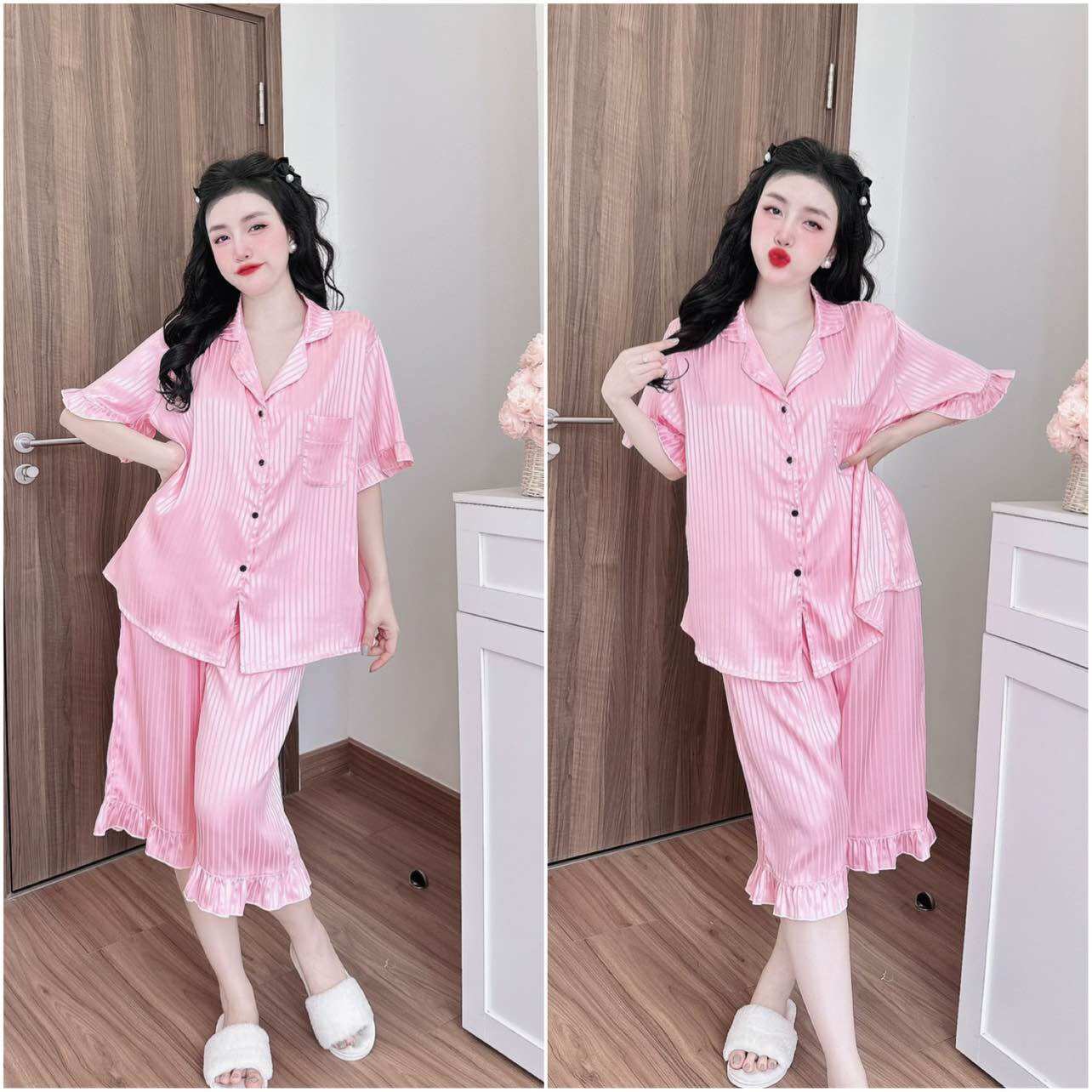 Đồ Bộ Bigsize 50-100kg Lụa Gấm Cao Cấp - Chất mát, Form Bigsize, Hot Trend