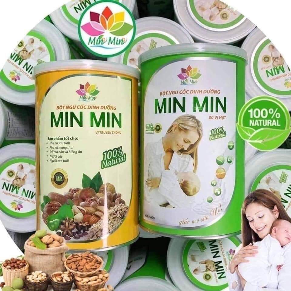 (2 hộp 1kg) Ngũ cốc lợi sữa Min Min mẫu mới 29, 30 hạt [Cam kết hàng chính hãng]