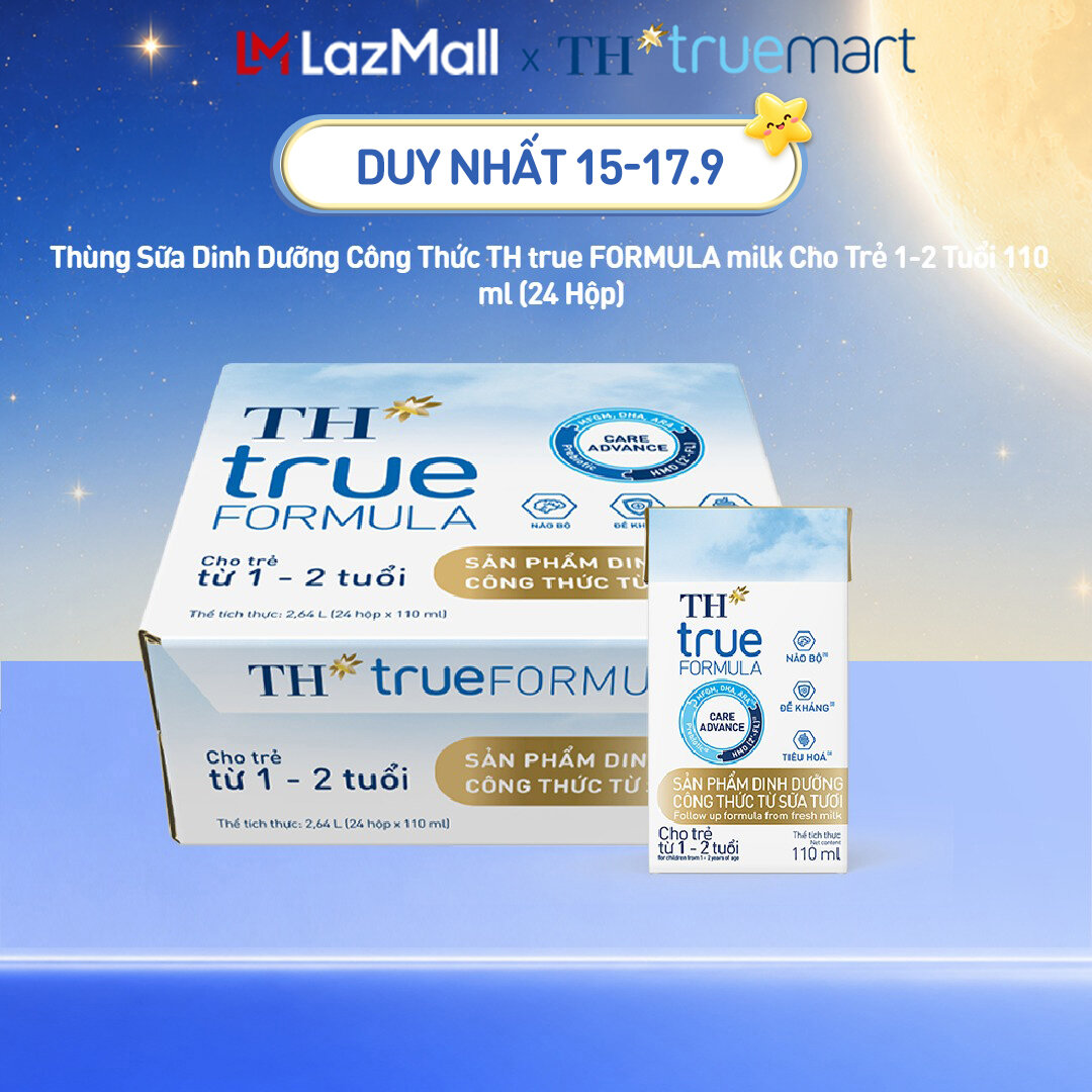 Thùng 24 hộp sản phẩm dinh dưỡng công thức từ sữa tươi cho trẻ từ 1 đến 2 tuổi TH true FORMULA 110 ml (110 ml x 24)